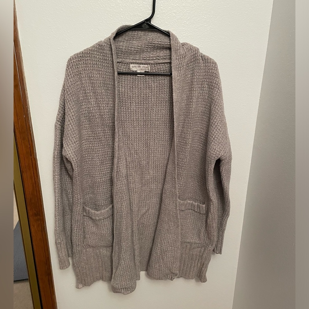 Barefoot Dreams Cozychic Lite Montecito Cardigan Pockets Size L Large Oatmeal